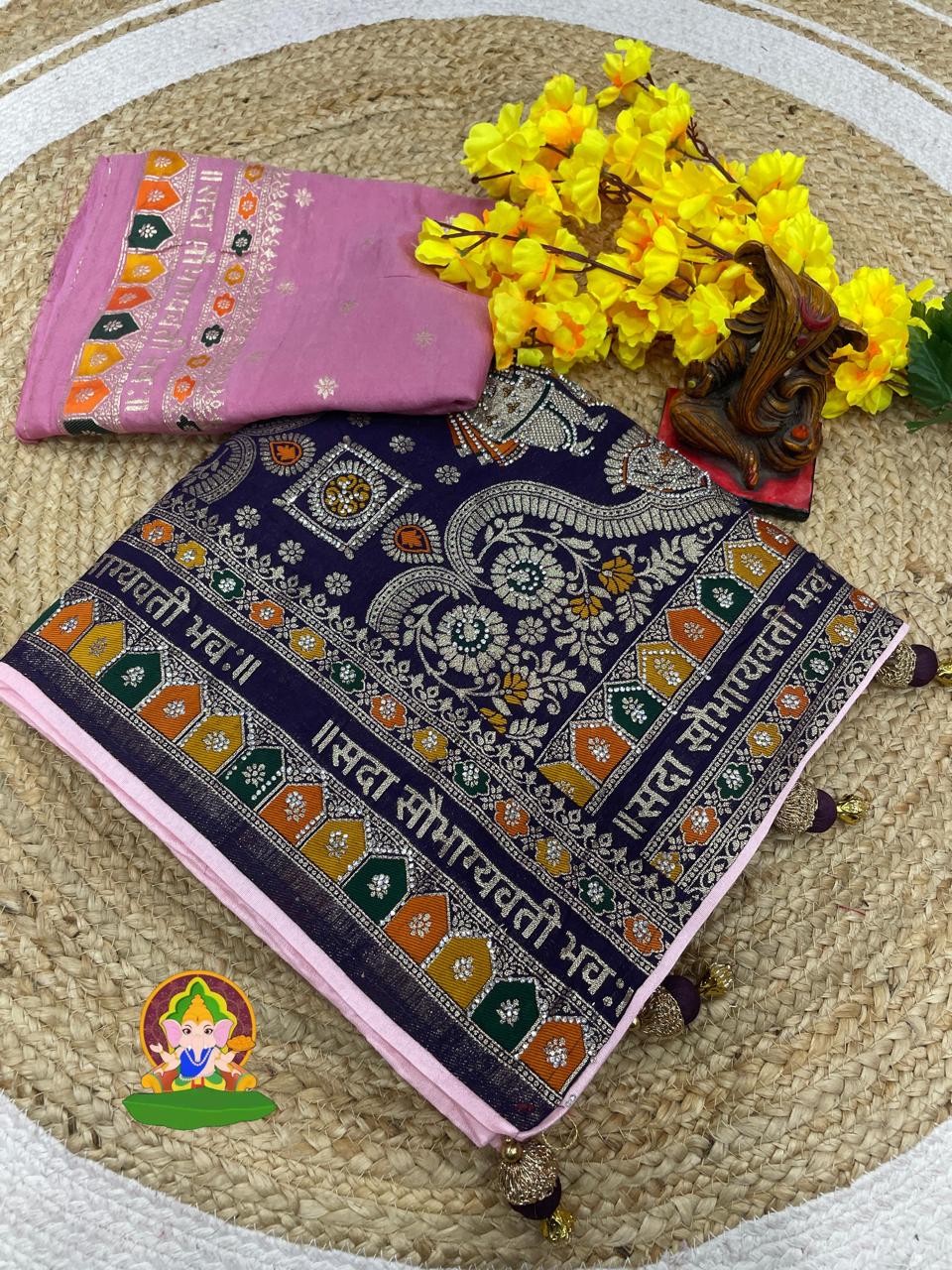 Sada Sobhagyawati Bhav Dola Viscose Silk with sirowski work