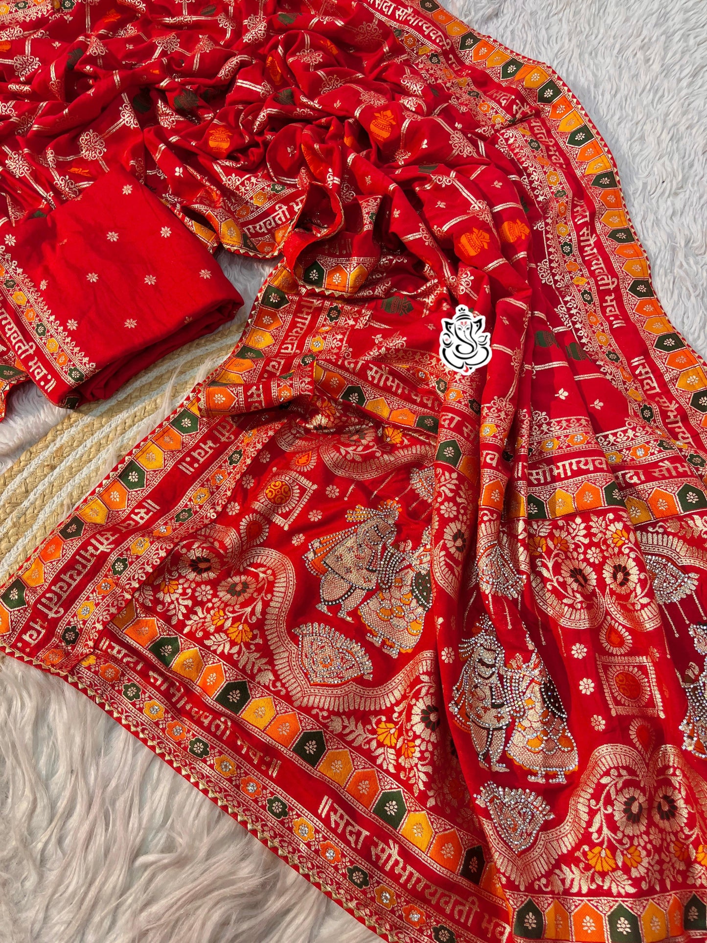 Sada Sobhagyawati Bhav Dola Viscose Silk with sirowski work