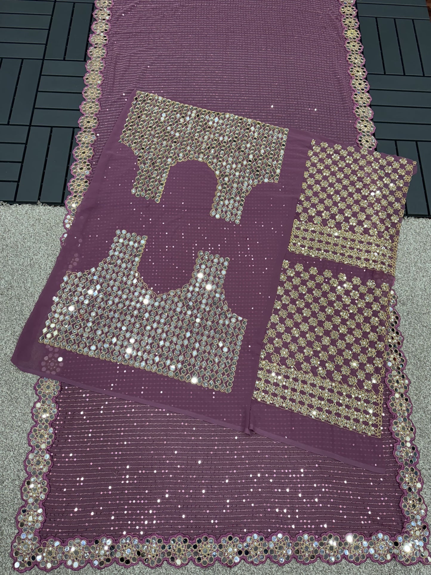 Mirror work saree