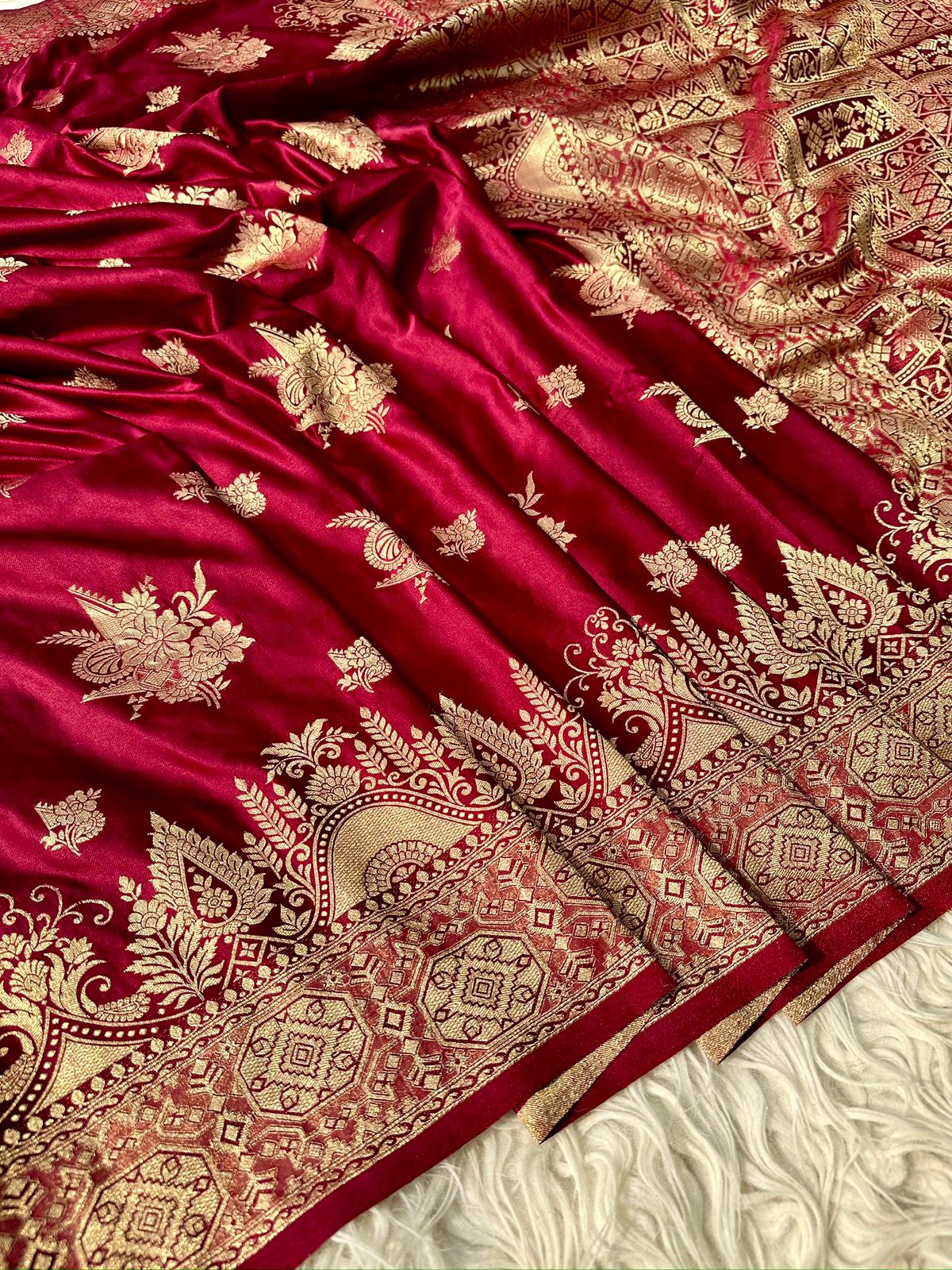 Banarsi satan crape mashru silk saree