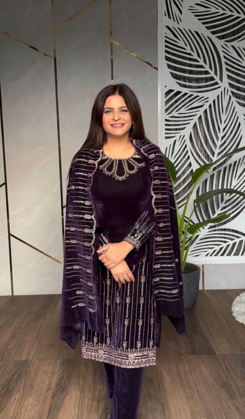 Heavy Viscose Velvet With Heavy Embroidery Sequence Work
