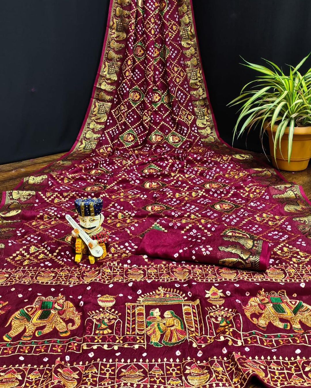 Art Silk Dolly Work Bandhej