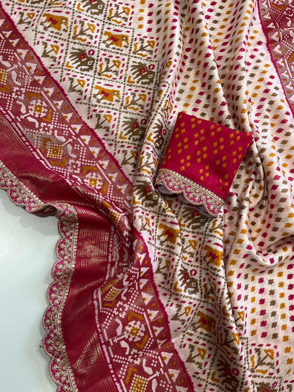 Dola silk kalamkari print saree