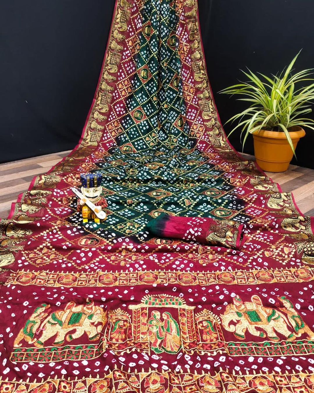 Art Silk Dolly Work Bandhej