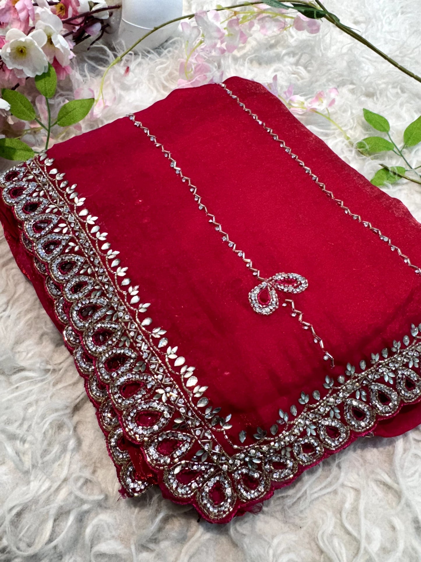 Fendy Silk with Stone Handwork saree