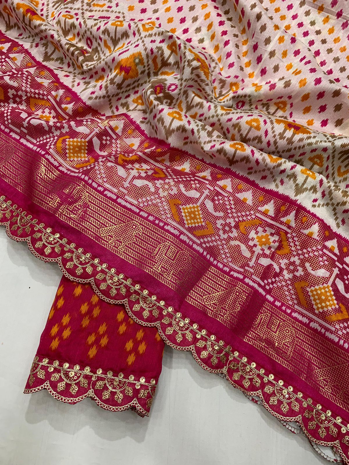 Dola silk kalamkari print saree