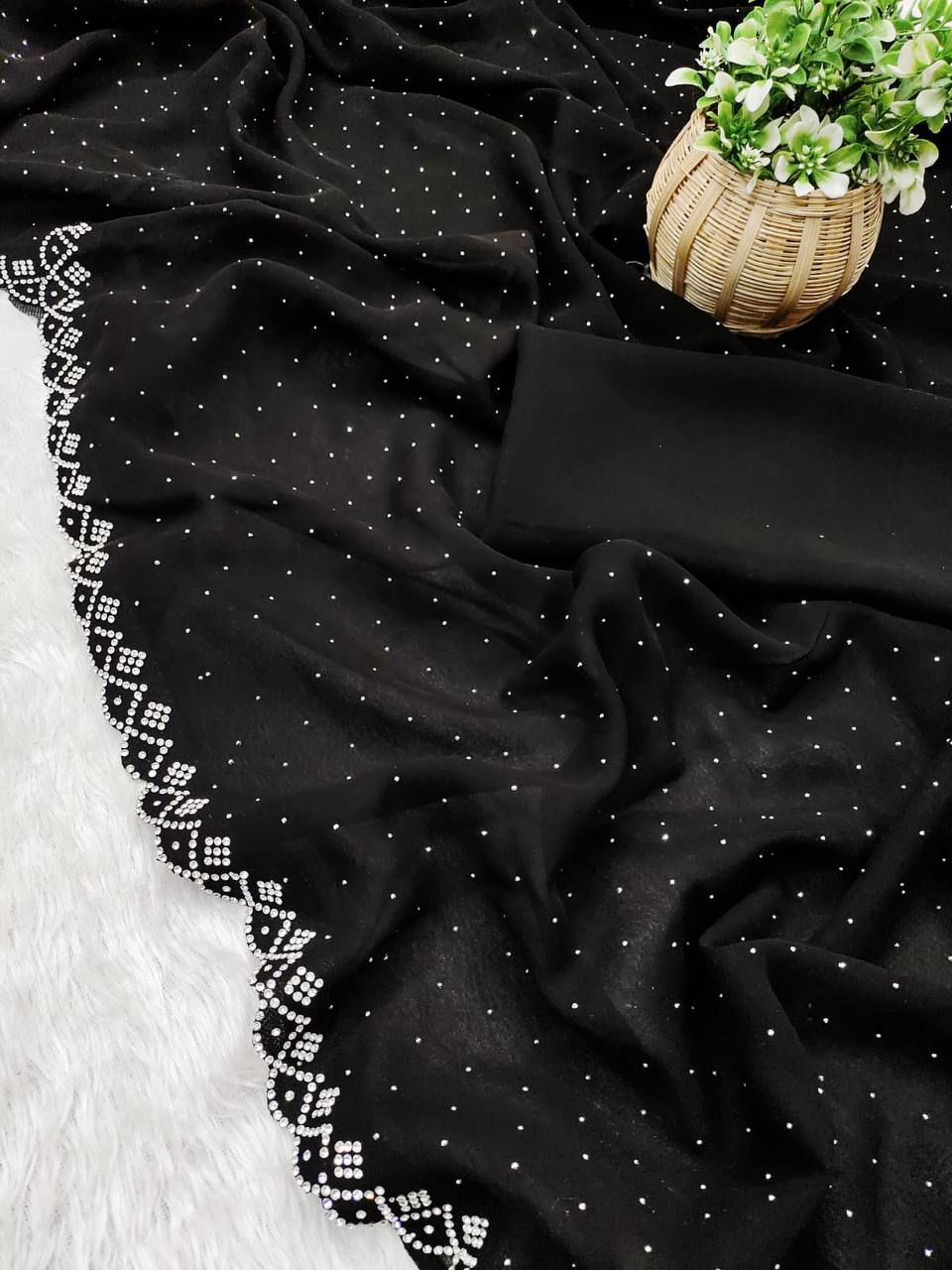 Black Saree with handwork
