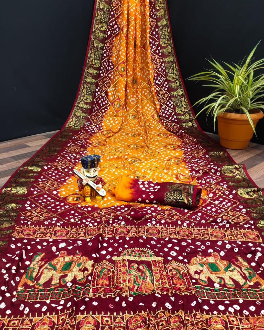 Art Silk Dolly Work Bandhej