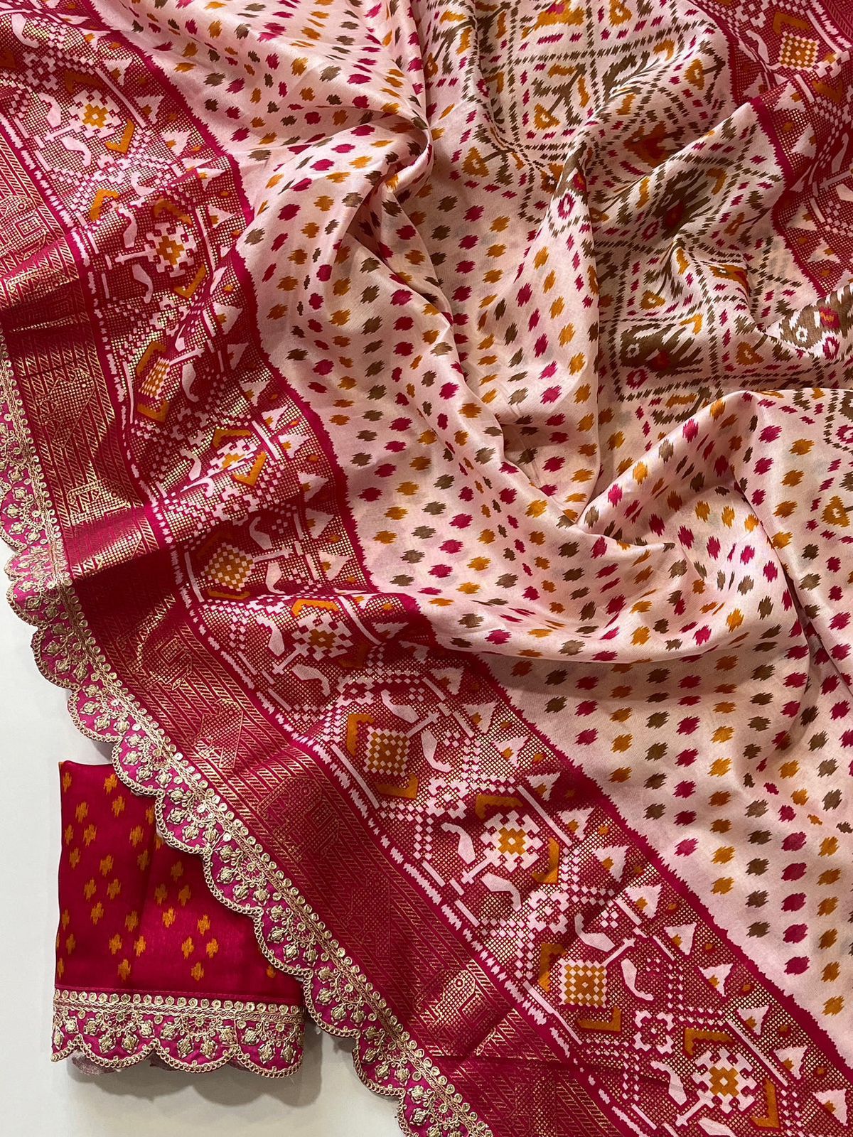 Dola silk kalamkari print saree
