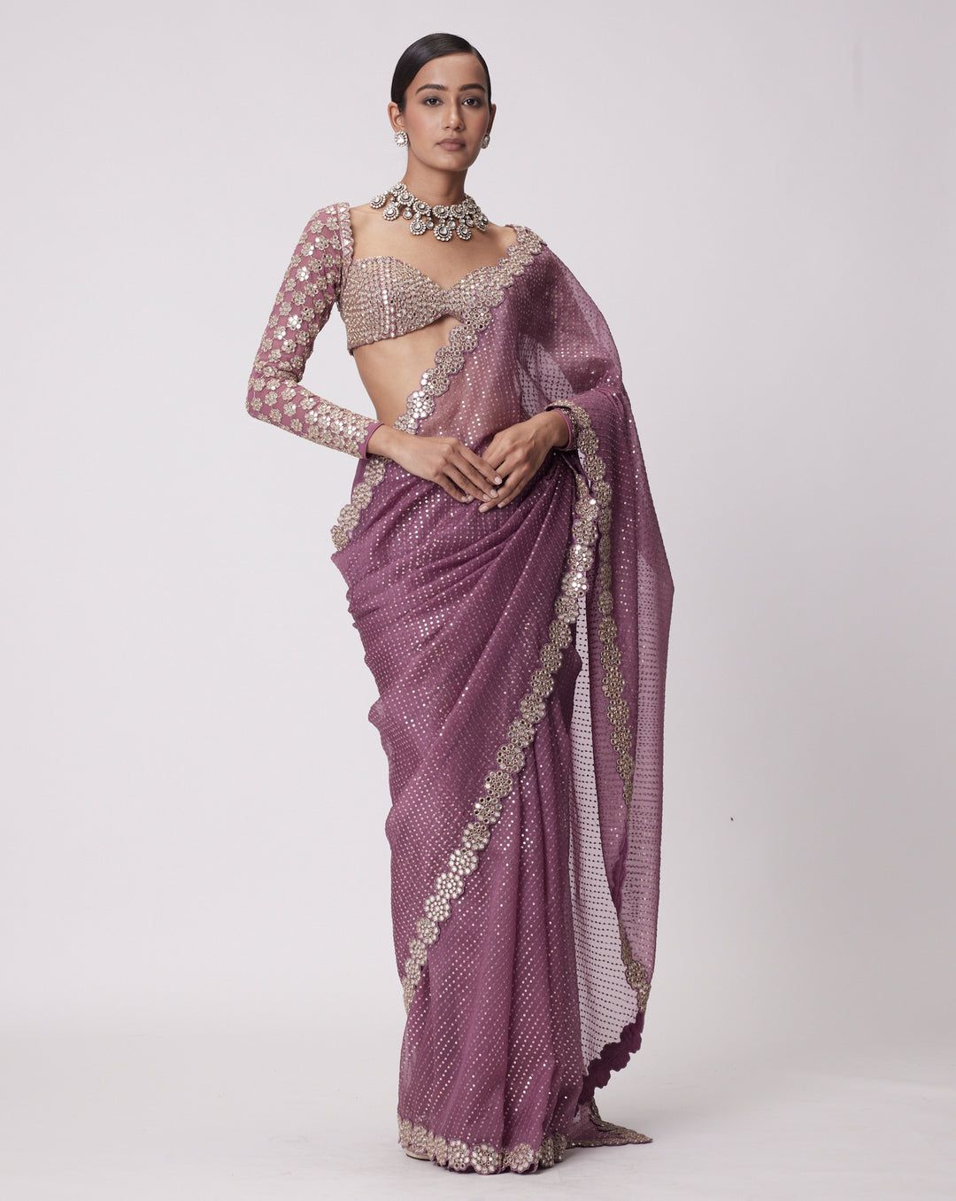 Mirror work saree