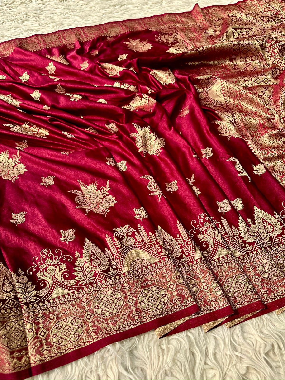 Banarsi satan crape mashru silk saree