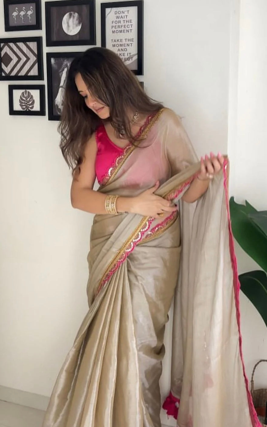 Golden Tissue Soft saree