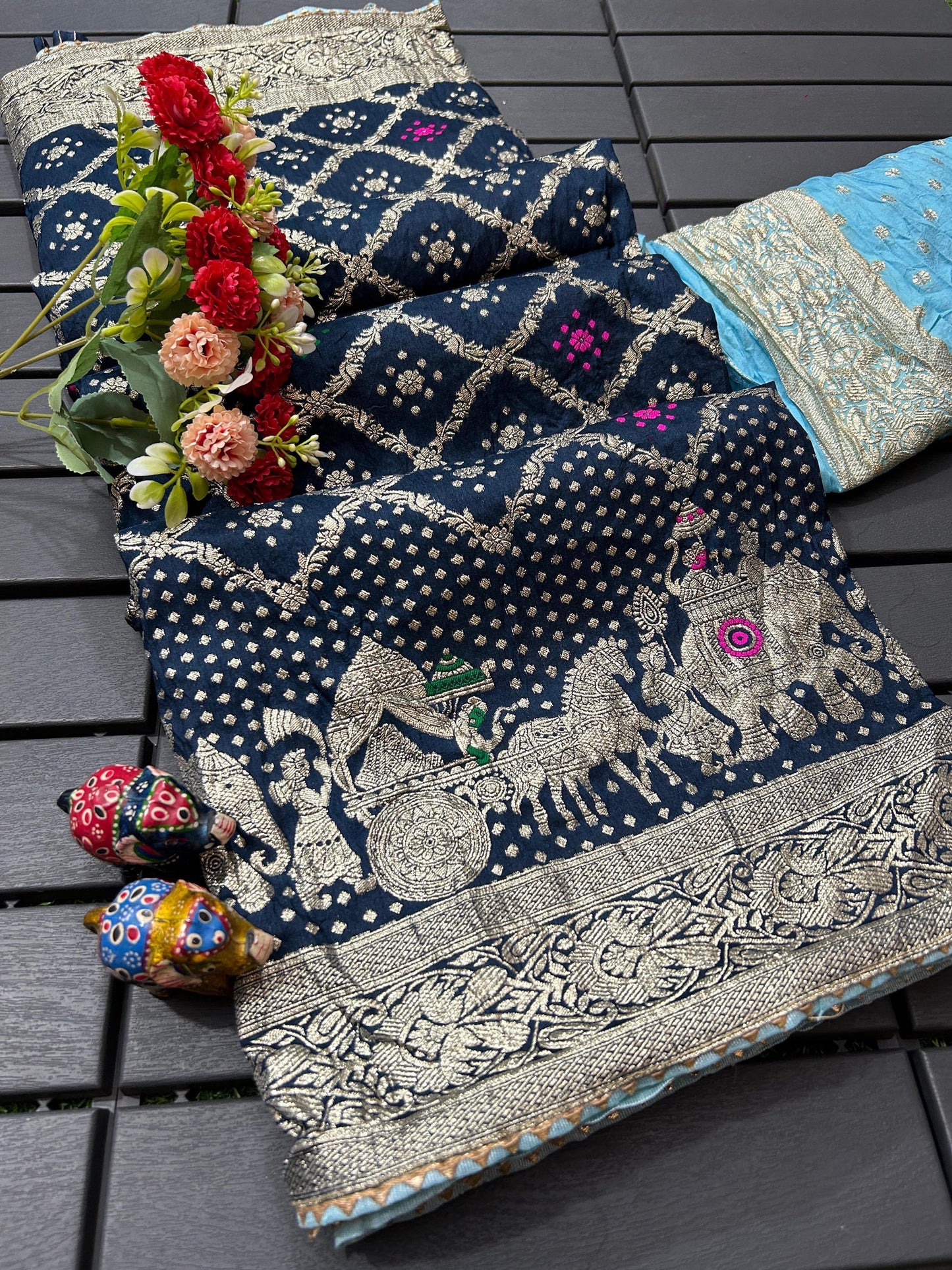 Dola fabric with beautiful meenakari zari