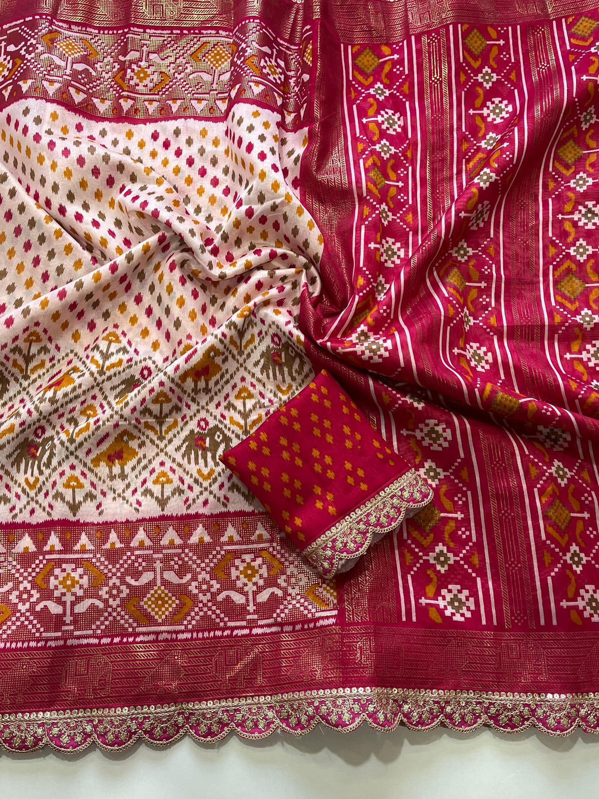Dola silk kalamkari print saree