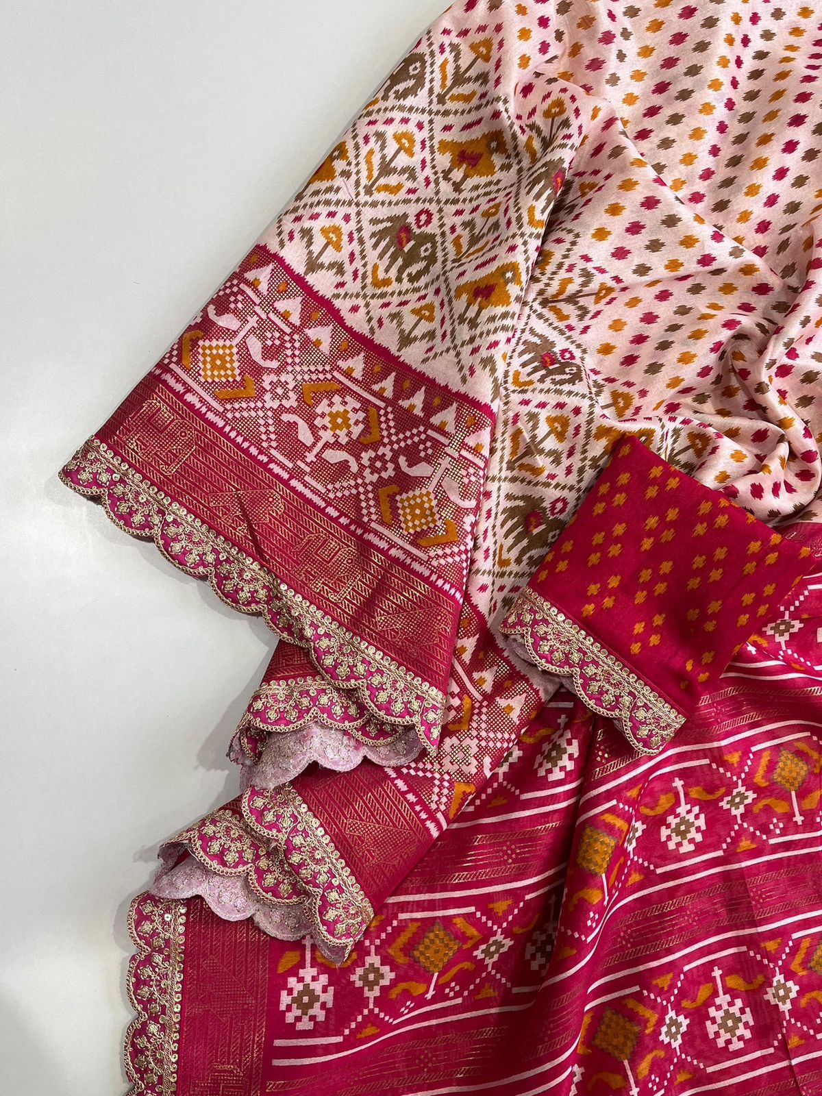 Dola silk kalamkari print saree