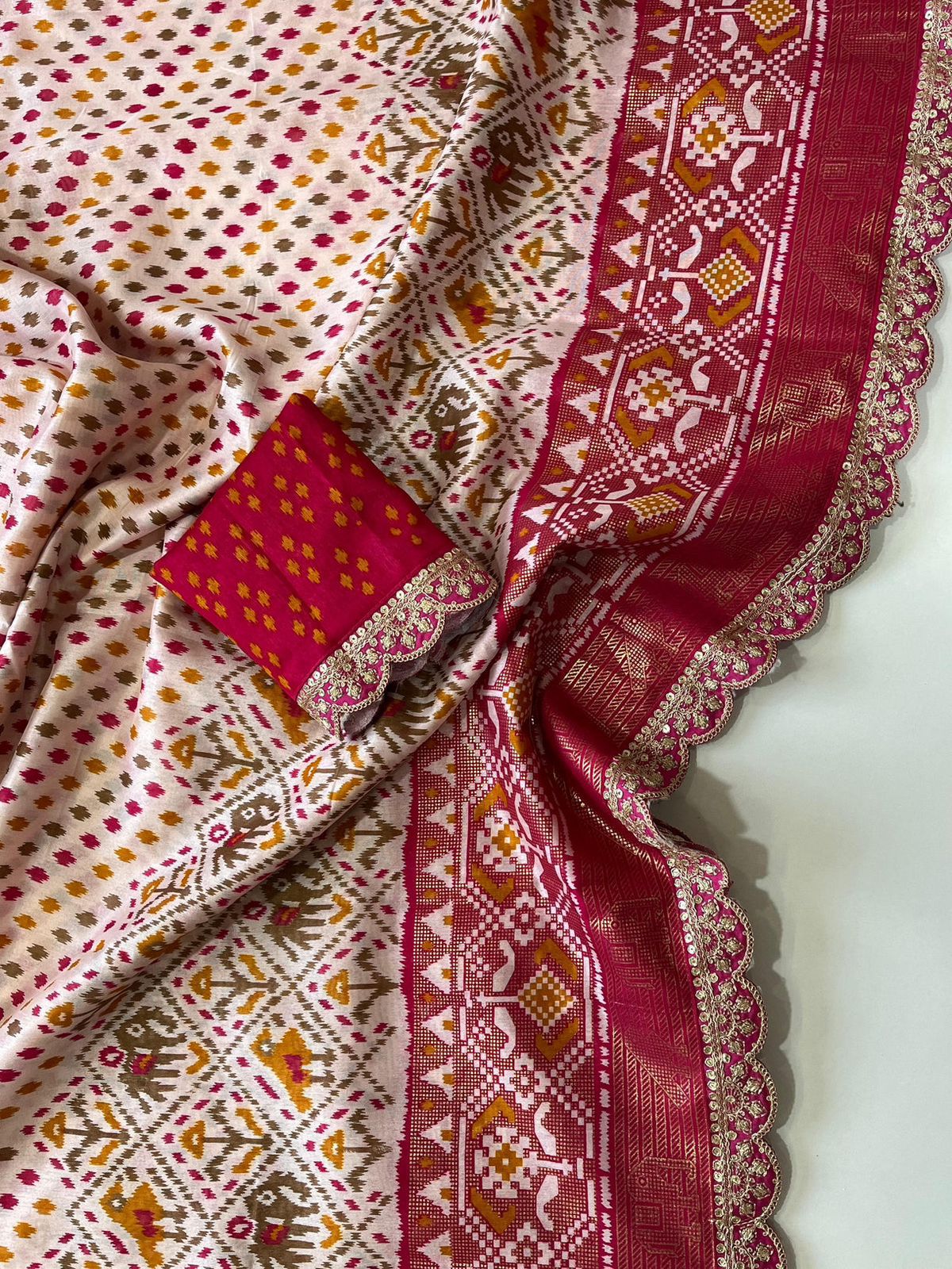 Dola silk kalamkari print saree