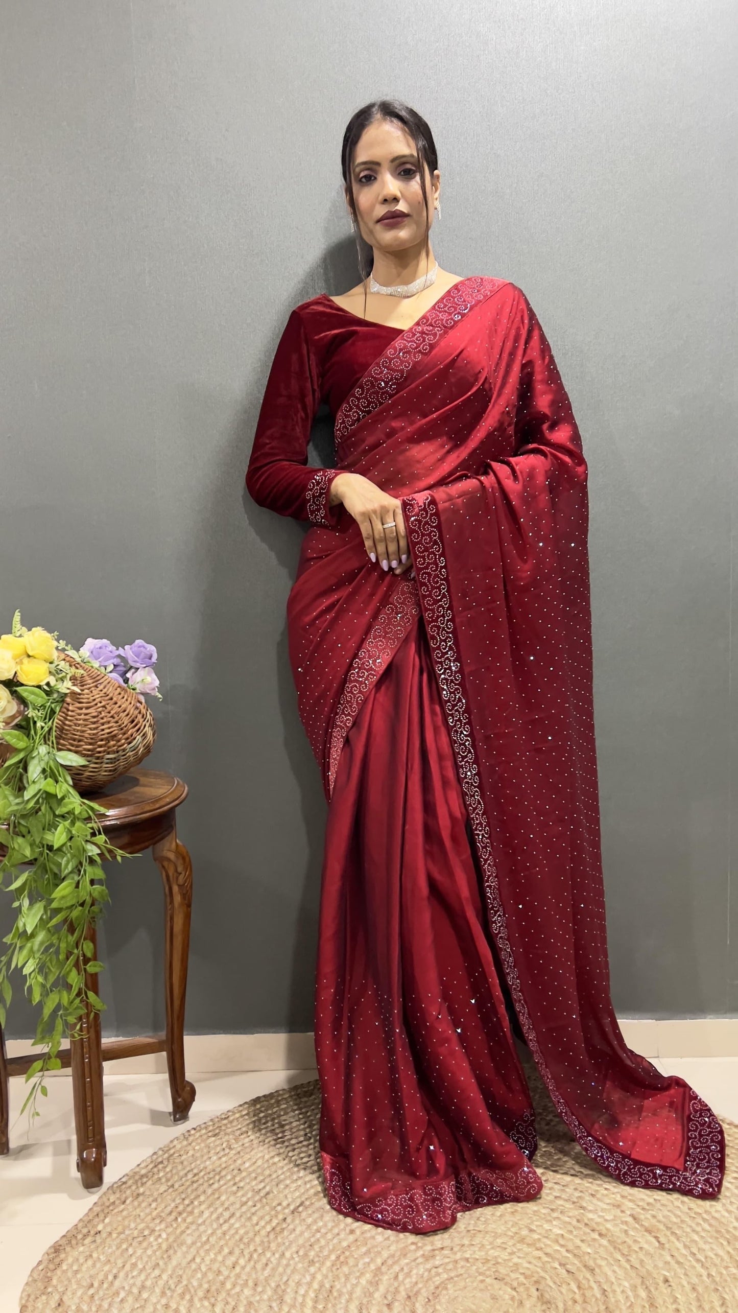 Ready to wear saree with swaroski work