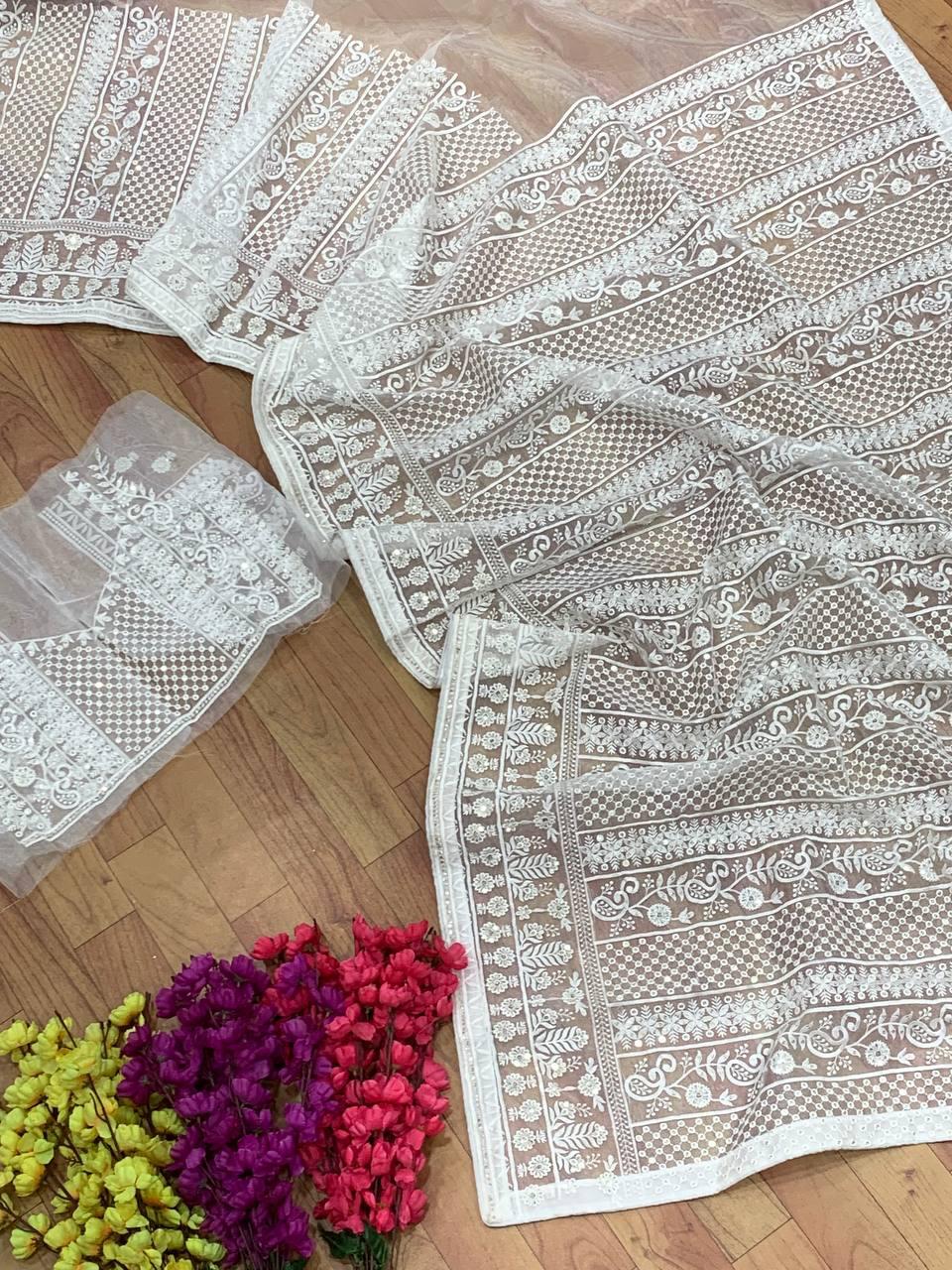 White Organza Saree