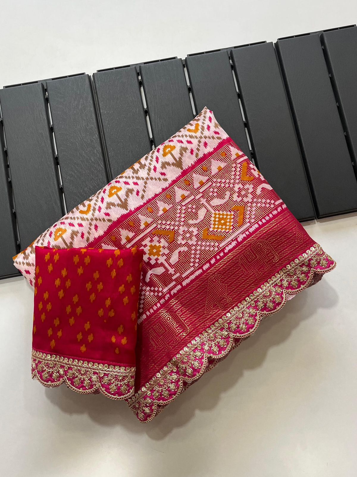 Dola silk kalamkari print saree