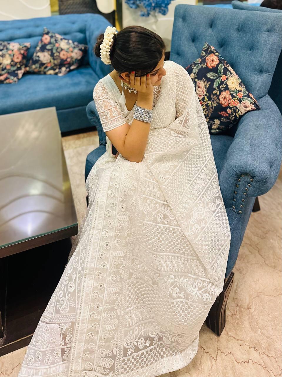 White Organza Saree