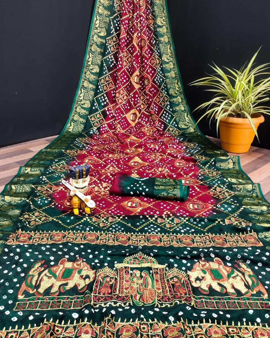 Art Silk Dolly Work Bandhej