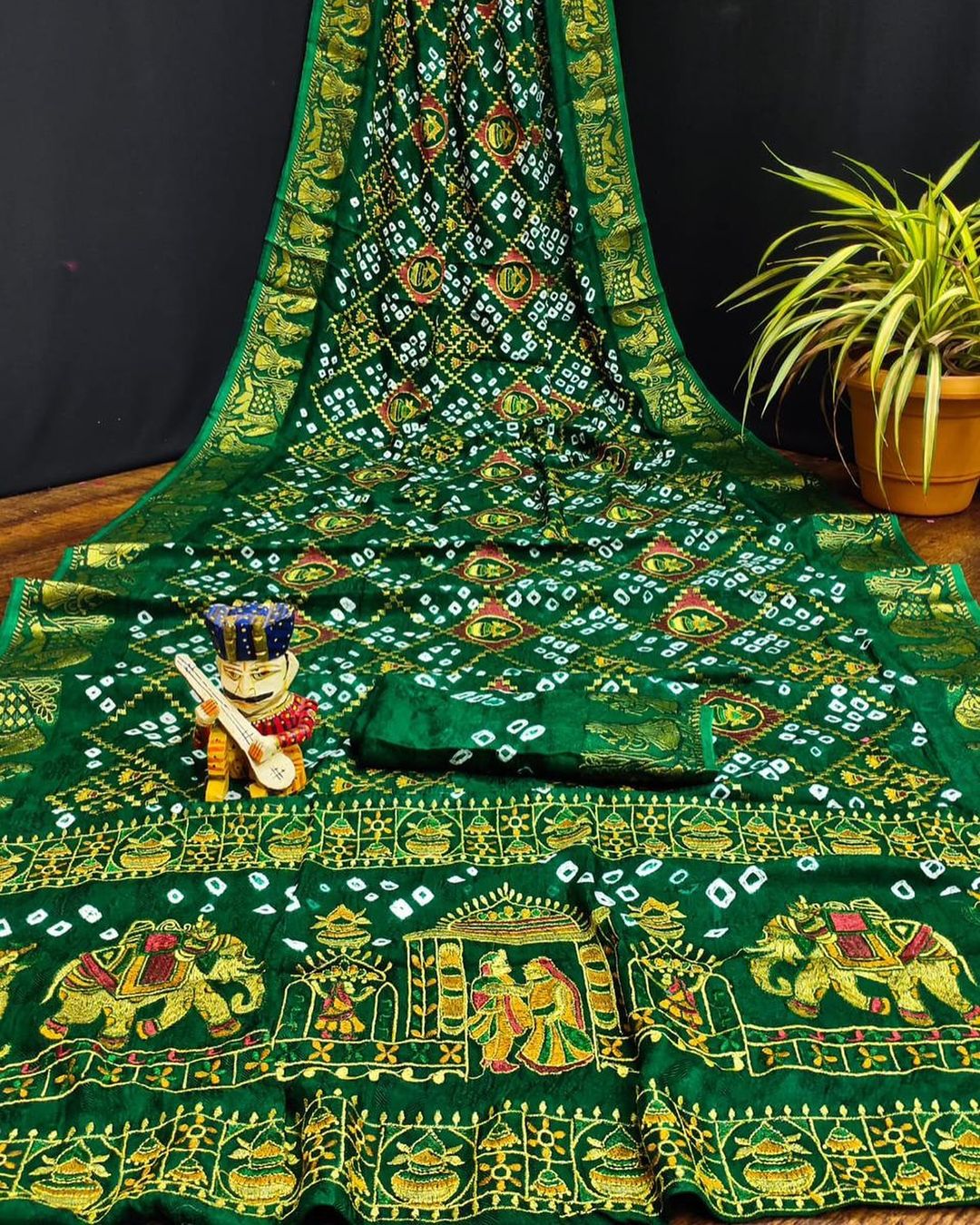 Art Silk Dolly Work Bandhej