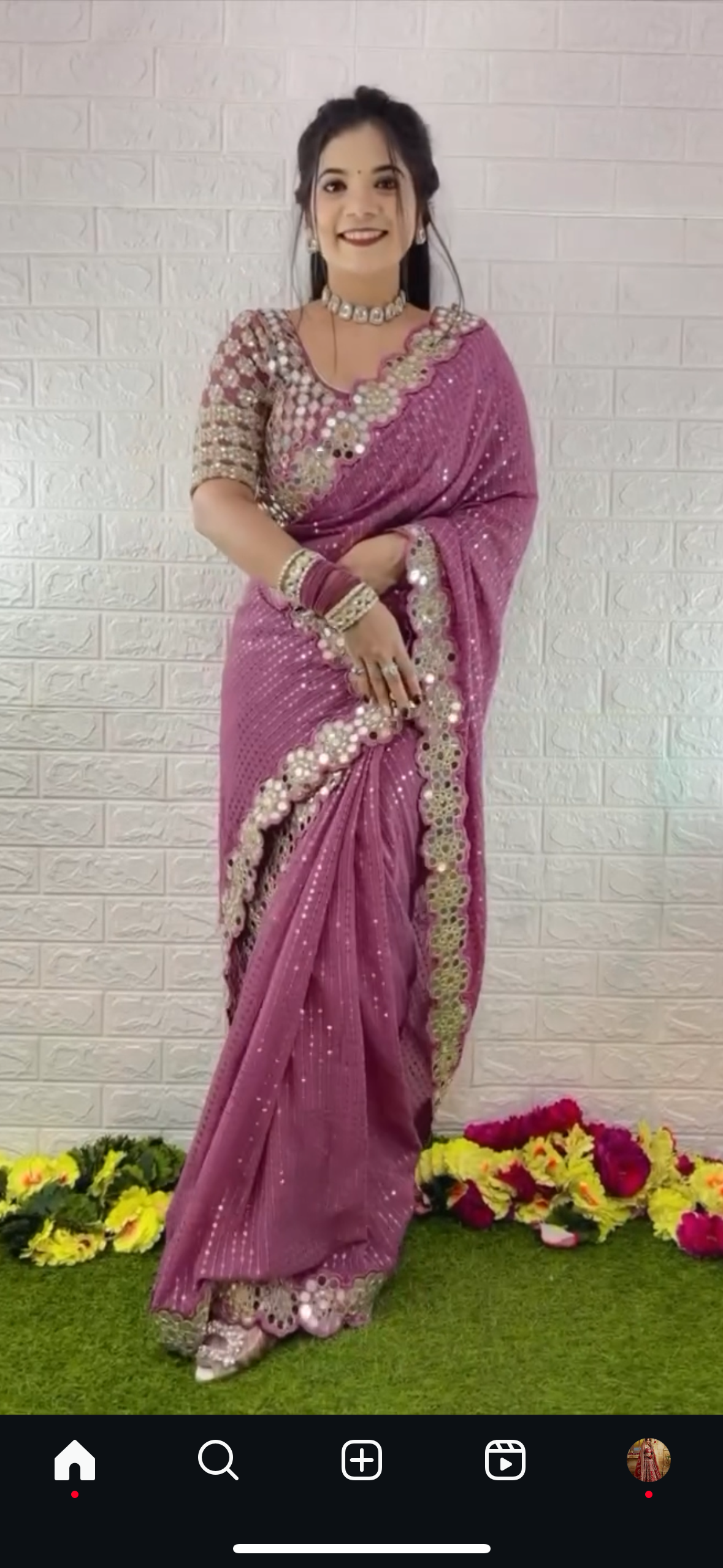 Mirror work saree