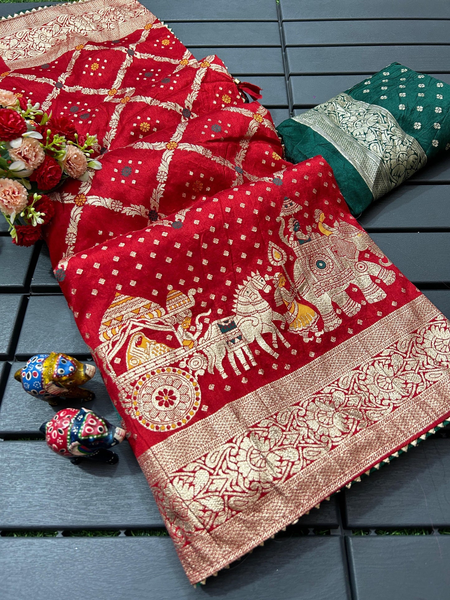 Dola fabric with beautiful meenakari zari