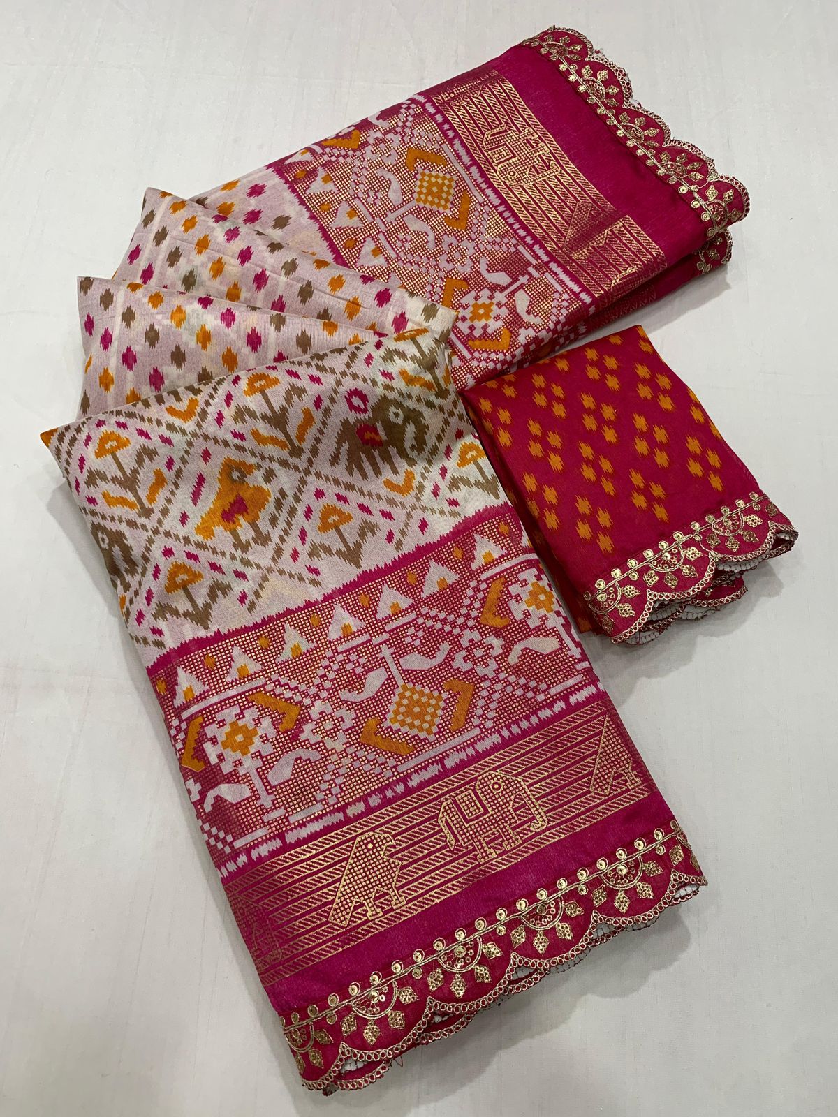 Dola silk kalamkari print saree