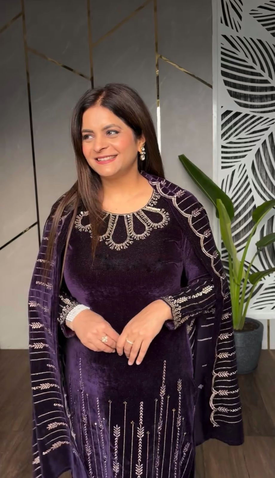 Heavy Viscose Velvet With Heavy Embroidery Sequence Work