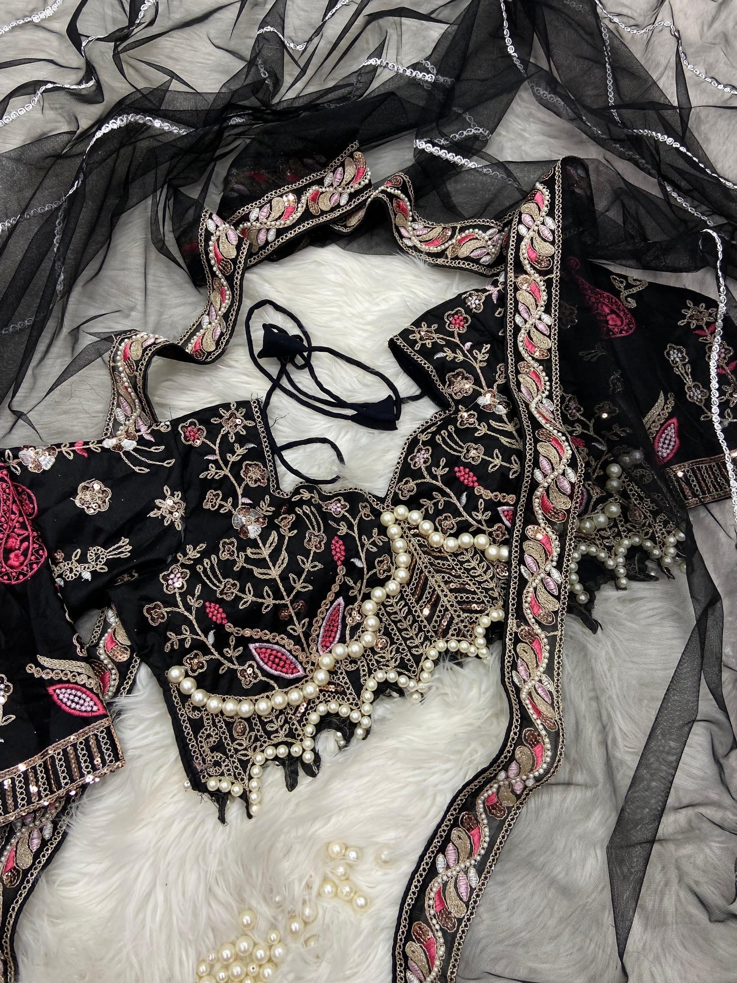 Premium Net Embellished With Beautiful Embroidery,Dori And Sequins