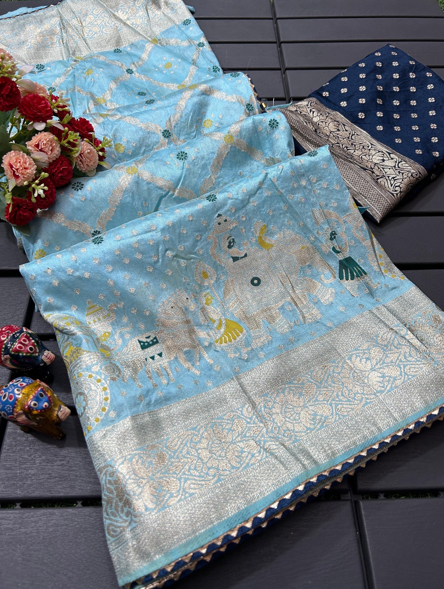 Dola fabric with beautiful meenakari zari