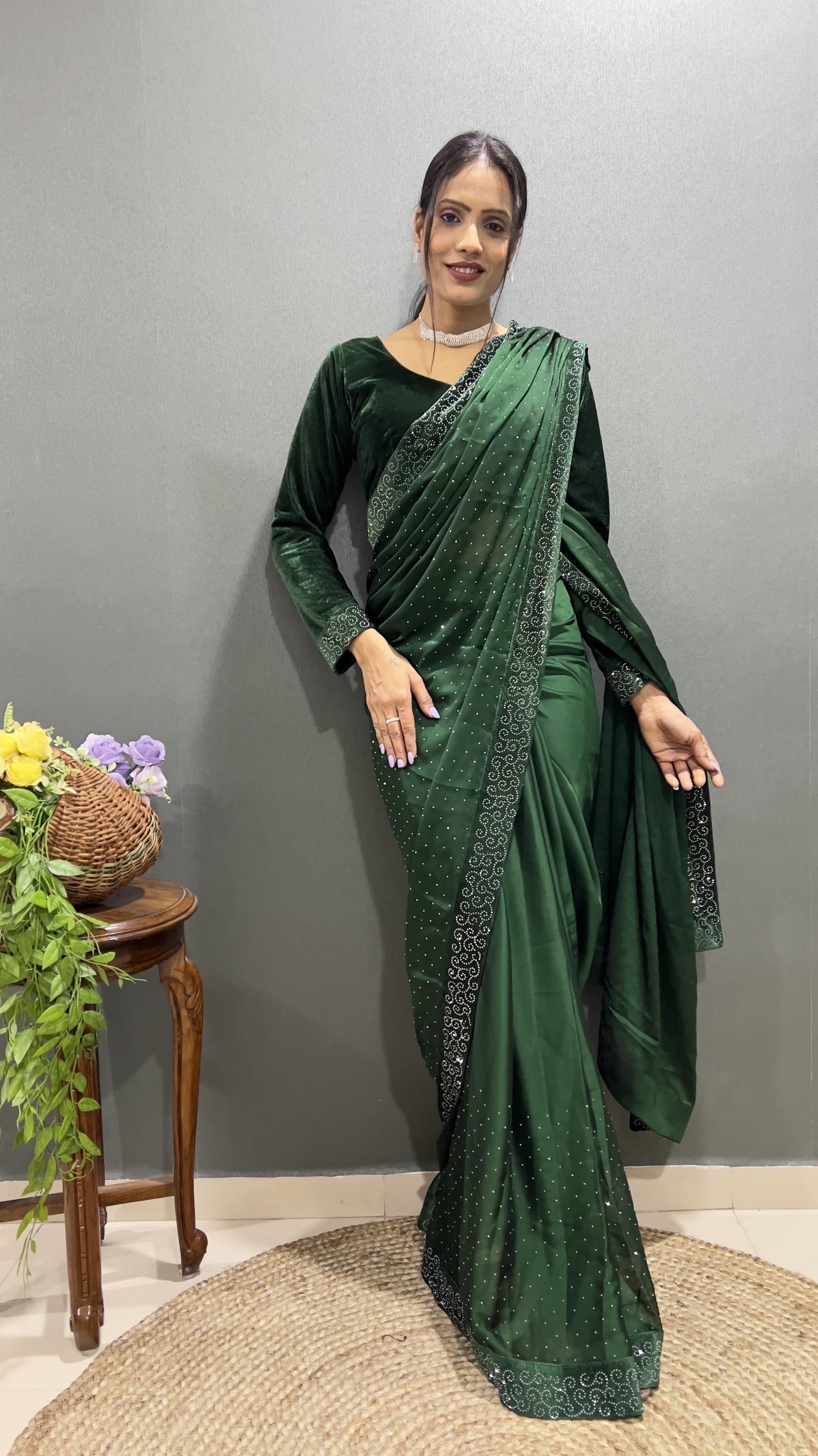 Ready to wear saree with swaroski work
