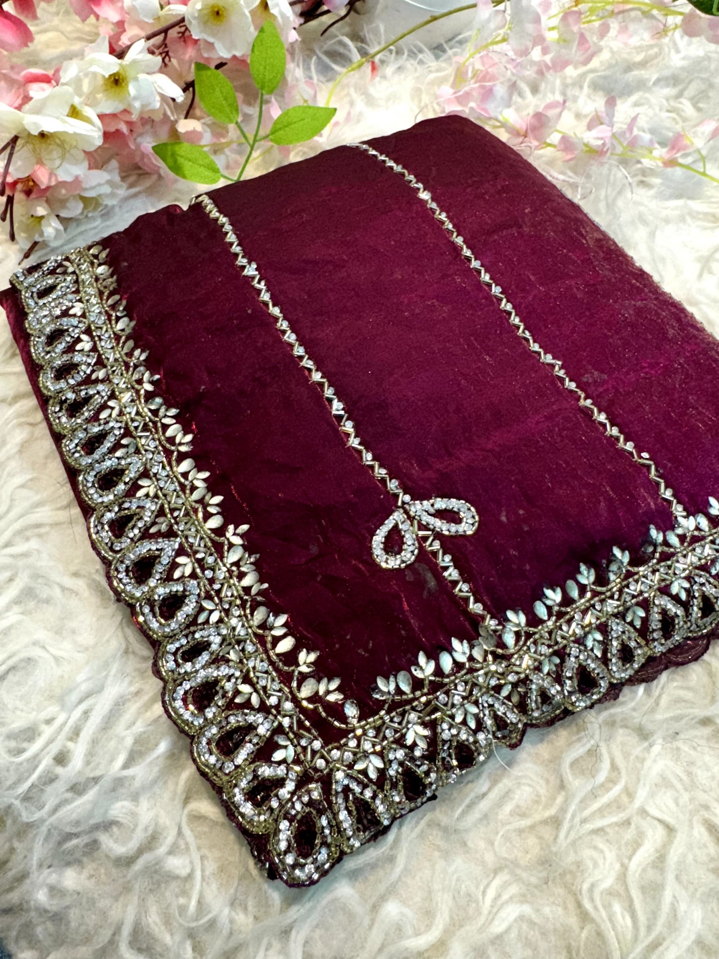 Fendy Silk with Stone Handwork saree