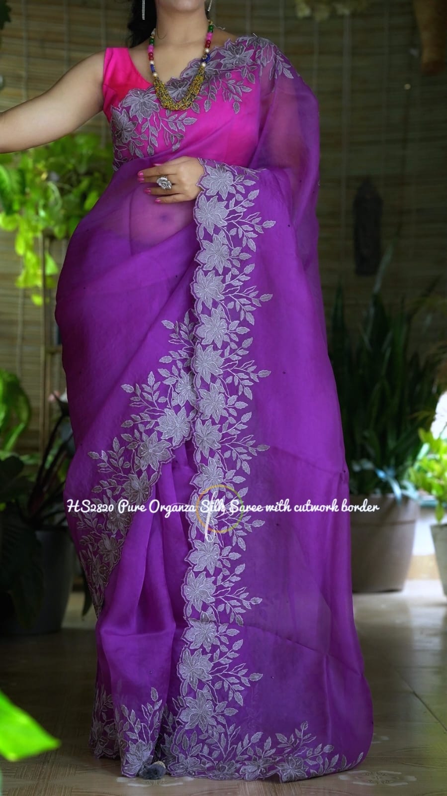 Banarasi organza silk heavy chikankari