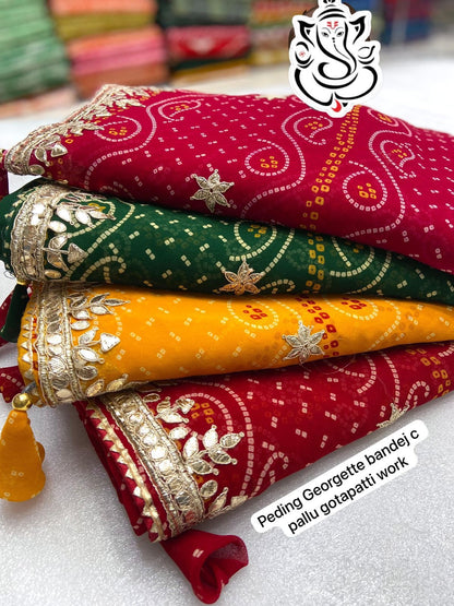 Georgette bandej gotta patti saree