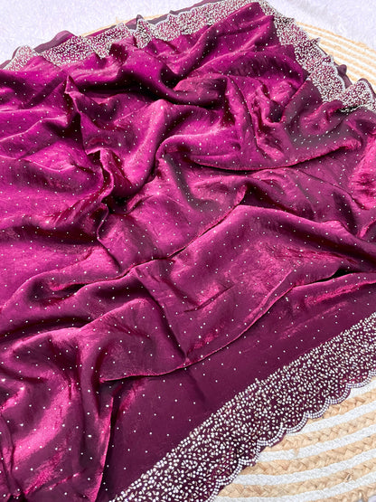 Space Silk Saree With stone Work Saree