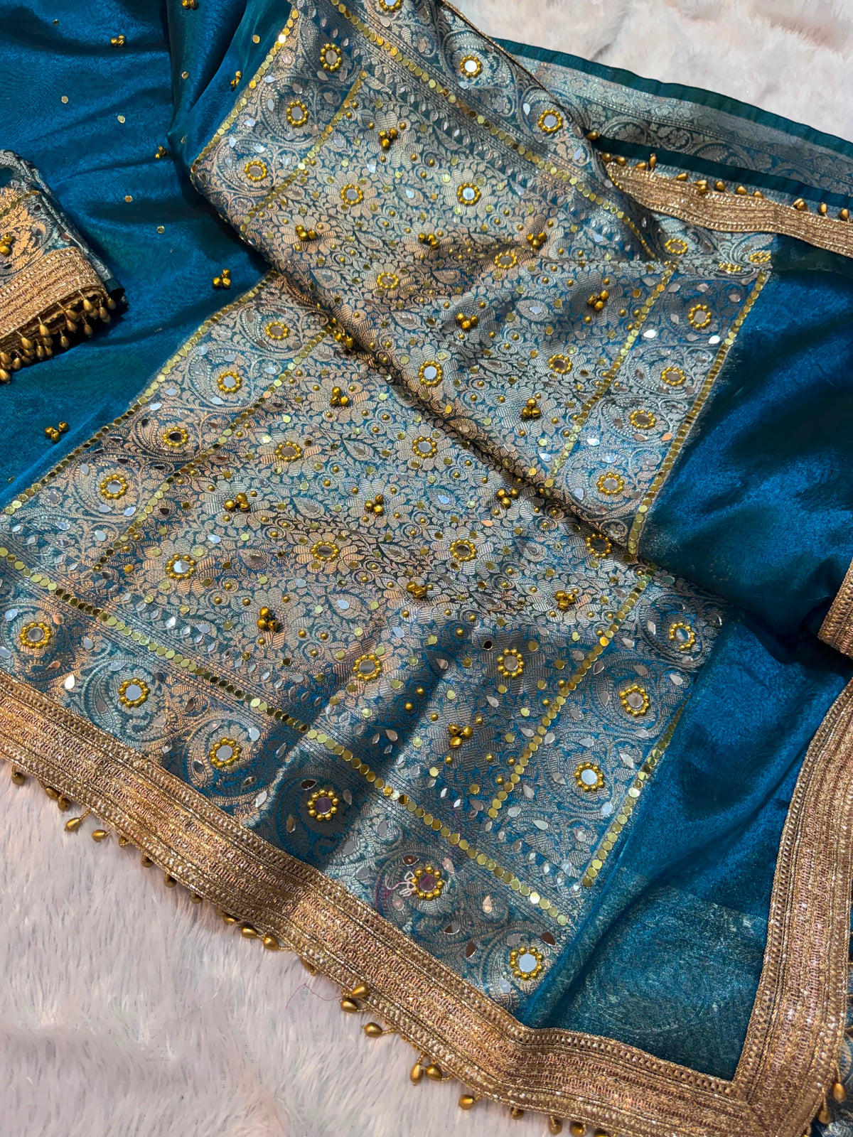 Ghunghroo and Mirror Tissue saree