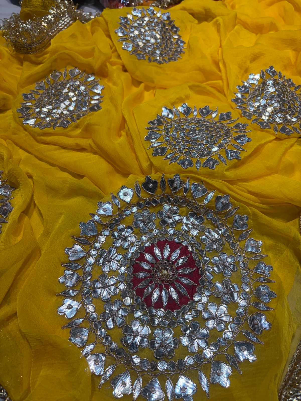 Georgette Half pure hand work saree