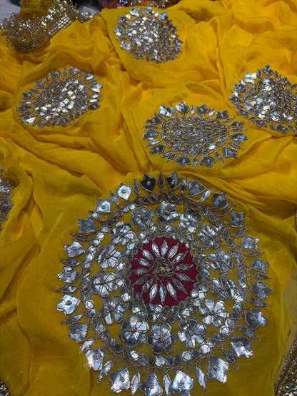 Georgette Half pure hand work saree