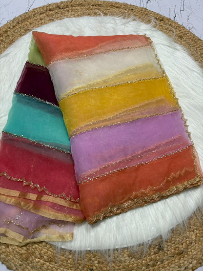 Tissue fabric designer saree with katdana handwork