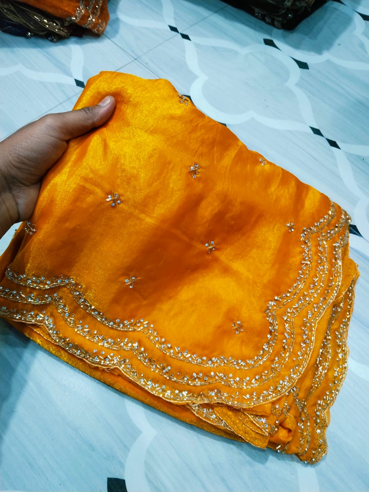 Fendi saree with diamond stone