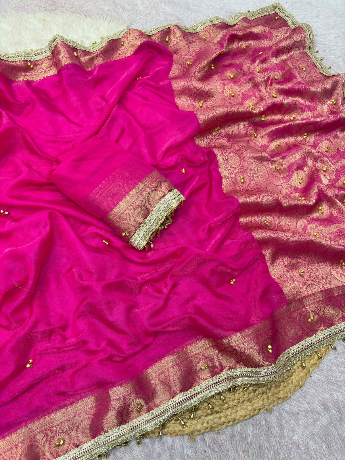 Ghunghroo Sattin chiffon silk saree