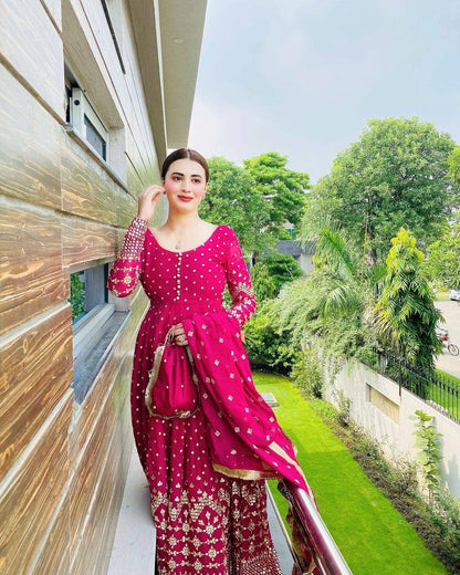 Georgette gown with dupatta