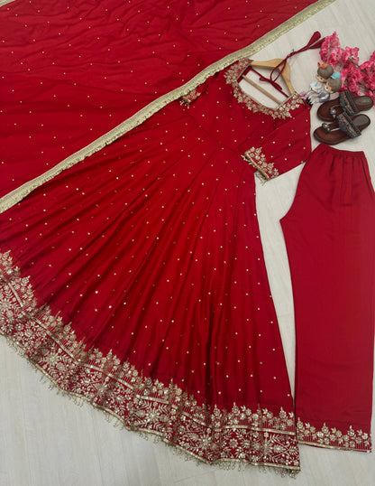 Vichitra Silk gown with dupatta