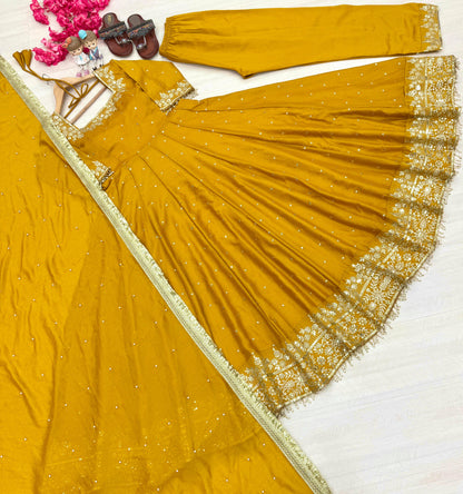 Vichitra Silk gown with dupatta