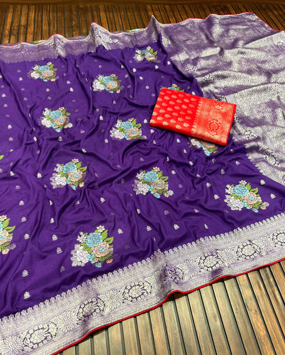 KADI CRAP GEORGETTE JAQURAD MEENAKARI SAREE