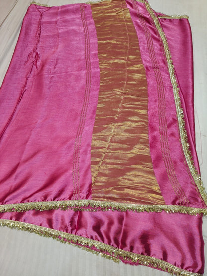 Gajji Satan lagdi patta work saree