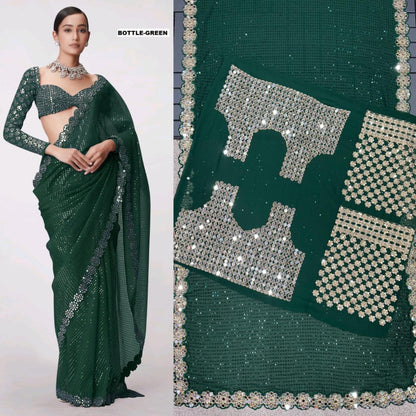 Mirror work saree