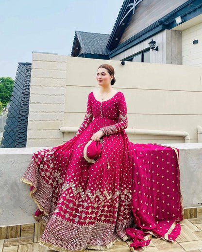 Georgette gown with dupatta